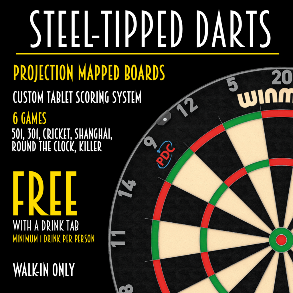 FREE Steel tipped darts at Bananas' Axe Cabana Orlando